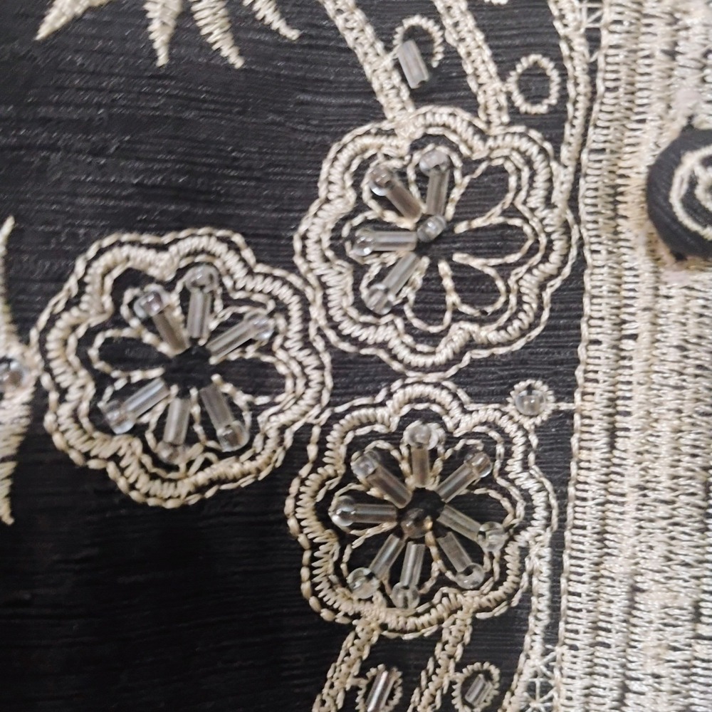 Carole Little Woman 2X Black 100% Silk Beaded Embroidered Vest Sleeveless Shirt - Picture 7 of 8